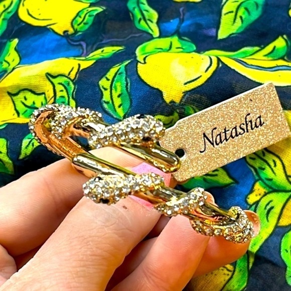 Brand New Natasha Gold Tone Rhinestone Snake Wrap Hinge Bracelet Cuff Bangle - Picture 5 of 16
